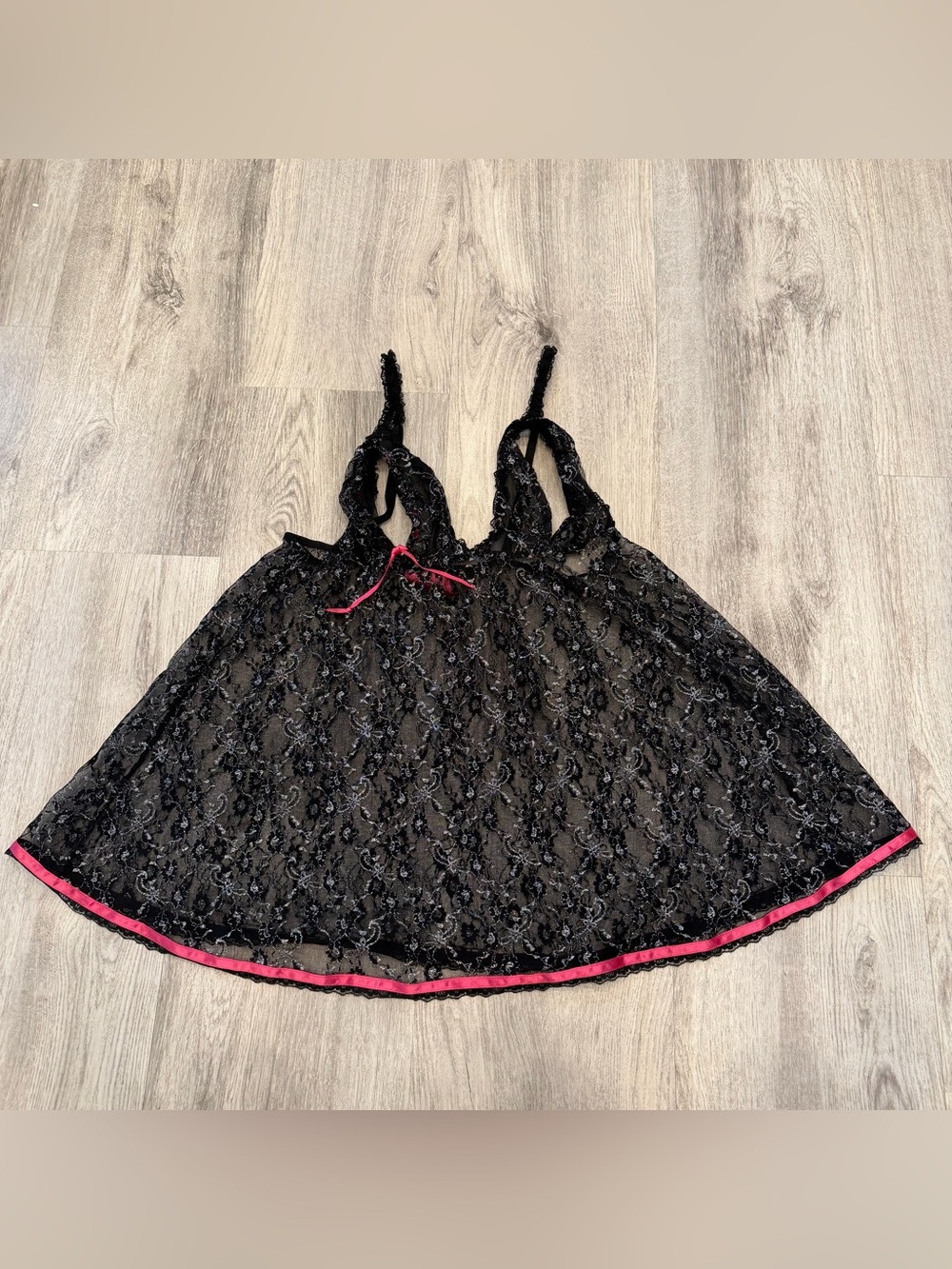 Victoria’s Secret Sexy Little Things Black Lace Babydoll Chemise Size Large